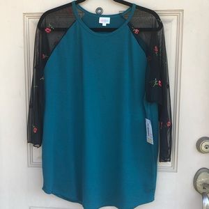 Teal 3XL black sheer sleeve LuLaRoe Randy